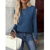 Zeagoo Womens Sweaters Long Sleeve Crew Neck Ribbed Knit Tops Fall Clothes(A Royal Blue)