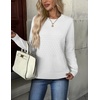 Zeagoo Womens Sweaters Long Sleeve Crew Neck Ribbed Knit Tops Fall Clothes(A White)