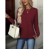 Zeagoo Womens Sweaters Long Sleeve Crew Neck Ribbed Knit Tops Fall Clothes(A Wine Red)