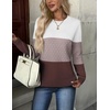 Zeagoo Womens Sweaters Long Sleeve Crew Neck Ribbed Knit Tops Fall Clothes(Colorblock 284)