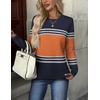 Zeagoo Womens Sweaters Long Sleeve Crew Neck Ribbed Knit Tops Fall Clothes(Orange)