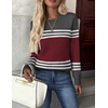 Zeagoo Womens Sweaters Long Sleeve Crew Neck Ribbed Knit Tops Fall Clothes(Red Black)