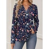 Zeagoo Womens Tops Long Sleeve V Neck Tee Shirts Cute Dressy Casual(Blue Flowers Wf184)