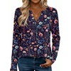 Zeagoo Womens Tops Long Sleeve V Neck Tee Shirts Cute Dressy Casual(Blue Flowers Wf184)