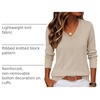 Zeagoo Womens V Neck Sweaters Long Sleeve Lightweight with Buttons Oufits(Almond)