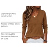 Zeagoo Womens V Neck Sweaters Long Sleeve Lightweight with Buttons Oufits(Brownie)