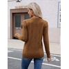 Zeagoo Womens V Neck Sweaters Long Sleeve Lightweight with Buttons Oufits(Brownie)