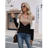 Zeagoo Womens V Neck Sweaters Long Sleeve Lightweight with Buttons Oufits(C-khaki Black)