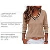 Zeagoo Womens V Neck Sweaters Long Sleeve Lightweight with Buttons Oufits(Khaki-black)