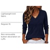 Zeagoo Womens V Neck Sweaters Long Sleeve Lightweight with Buttons Oufits(Navy Blue)