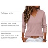 Zeagoo Womens V Neck Sweaters Long Sleeve Lightweight with Buttons Oufits(Pink Purple)