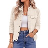 Zeagoo Faux Suede Cropped Jackets for Women Trendy Fall Shackets Coats(Beige)