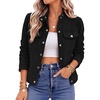 Zeagoo Faux Suede Cropped Jackets for Women Trendy Fall Shackets Coats(Black)
