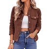 Zeagoo Faux Suede Cropped Jackets for Women Trendy Fall Shackets Coats(Brown)