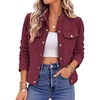 Zeagoo Faux Suede Cropped Jackets for Women Trendy Fall Shackets Coats(Dark Red)