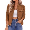 Zeagoo Faux Suede Cropped Jackets for Women Trendy Fall Shackets Coats(Light Brown)