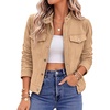 Zeagoo Faux Suede Cropped Jackets for Women Trendy Fall Shackets Coats(Light Khaki)