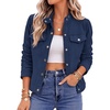 Zeagoo Faux Suede Cropped Jackets for Women Trendy Fall Shackets Coats(Navy)
