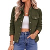 Zeagoo Faux Suede Cropped Jackets for Women Trendy Fall Shackets Coats(Olive Green)