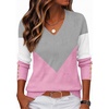 Zeagoo Womens V Neck Sweaters Long Sleeve Lightweight with Buttons Oufits(C-grey Pink)
