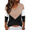 Zeagoo Womens V Neck Sweaters Long Sleeve Lightweight with Buttons Oufits(C-khaki Black)