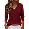 Zeagoo Womens V Neck Sweaters Long Sleeve Lightweight with Buttons Oufits(Dark Red)