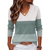 Zeagoo Womens V Neck Sweaters Long Sleeve Lightweight with Buttons Oufits(D-blue-green)