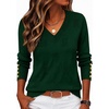 Zeagoo Womens V Neck Sweaters Long Sleeve Lightweight with Buttons Oufits(Forest Green)