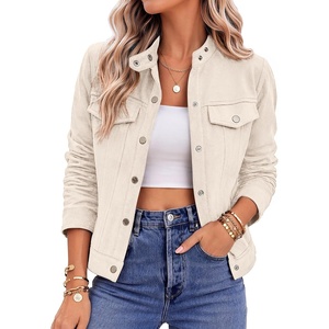 Zeagoo Faux Suede Cropped Jackets for Women Trendy Fall Shackets Coats(Beige)