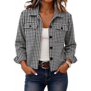 Zeagoo Flannels for Women Cropped Shacket Jacket Fashion Plaid Fall Coat(Z-jh275)