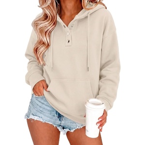 Zeagoo Hoodies for Women Casual Button Sweatshirt Oversized Fall Clothes(Light Moon Gray)
