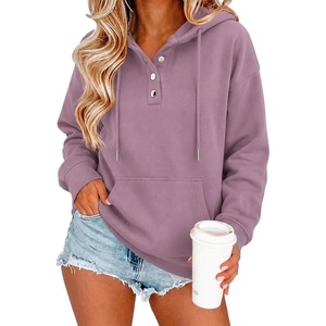 Zeagoo Hoodies for Women Casual Button Sweatshirt Oversized Fall Clothes(Light Purple)