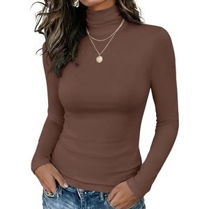 Zeagoo Long Sleeve Mock Neck Tops Slim Fit Shirt Fleece Lined Thermal Tee(Brown)