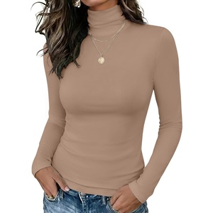 Zeagoo Long Sleeve Mock Neck Tops Slim Fit Shirt Fleece Lined Thermal Tee(Khaki)
