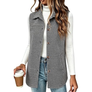 Zeagoo Plaid Vest for Women Flannel Jackets Sleeveless Button Down Shirts(Black and White-jh275)