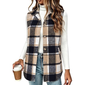 Zeagoo Plaid Vest for Women Flannel Jackets Sleeveless Button Down Shirts(Brown-gz794)