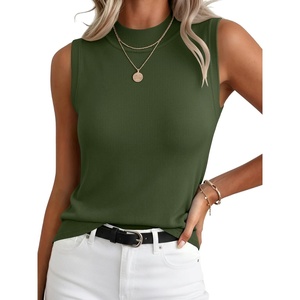 Zeagoo Womens Sleeveless Tops Turtleneck Sweater Business Casual Outfits(Green)