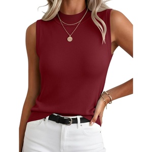Zeagoo Womens Sleeveless Tops Turtleneck Sweater Business Casual Outfits(Wine Red)