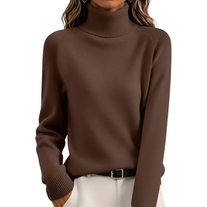 Zeagoo Womens Sweaters Fall Turtleneck Tops Long Sleeve Winter Clothing(Brown)