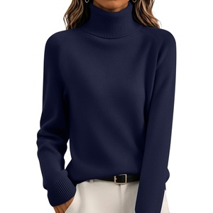 Zeagoo Womens Sweaters Fall Turtleneck Tops Long Sleeve Winter Clothing(Navy Blue)
