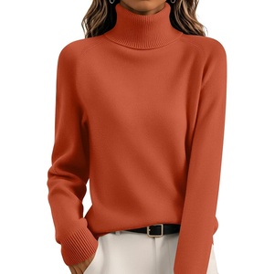 Zeagoo Womens Sweaters Fall Turtleneck Tops Long Sleeve Winter Clothing(Orange)