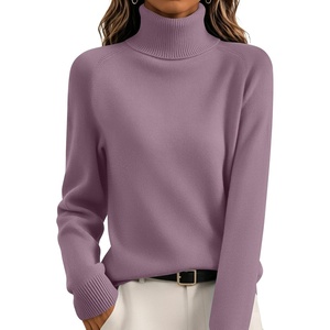 Zeagoo Womens Sweaters Fall Turtleneck Tops Long Sleeve Winter Clothing(Purple)