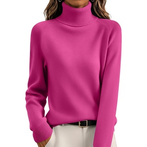 Zeagoo Womens Sweaters Fall Turtleneck Tops Long Sleeve Winter Clothing(Rose Red)