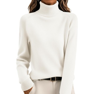Zeagoo Womens Sweaters Fall Turtleneck Tops Long Sleeve Winter Clothing(White)