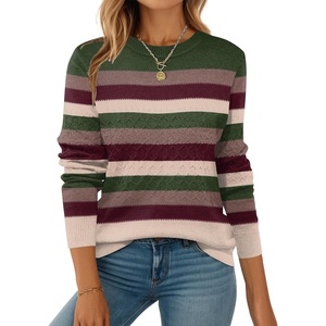 Zeagoo Womens Sweaters Long Sleeve Crew Neck Ribbed Knit Tops Fall Clothes(Colorblock 277)