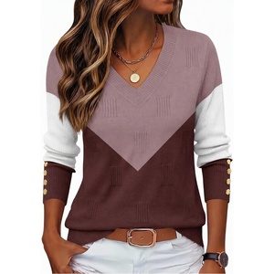 Zeagoo Womens V Neck Sweaters Long Sleeve Lightweight with Buttons Oufits(C-chocolate Brown)