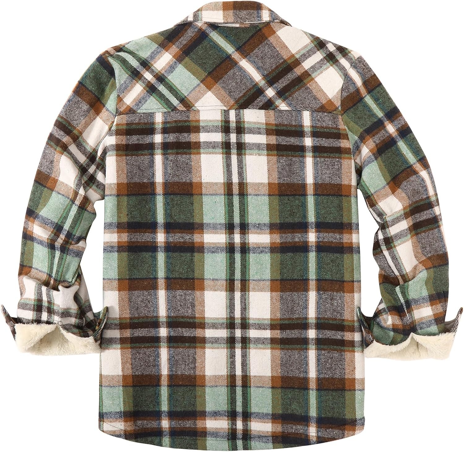 image:imageZeagoo Flannel Jacket for Women Sherpa Fleece Lined Winter Plaid CoatsGreen Brown