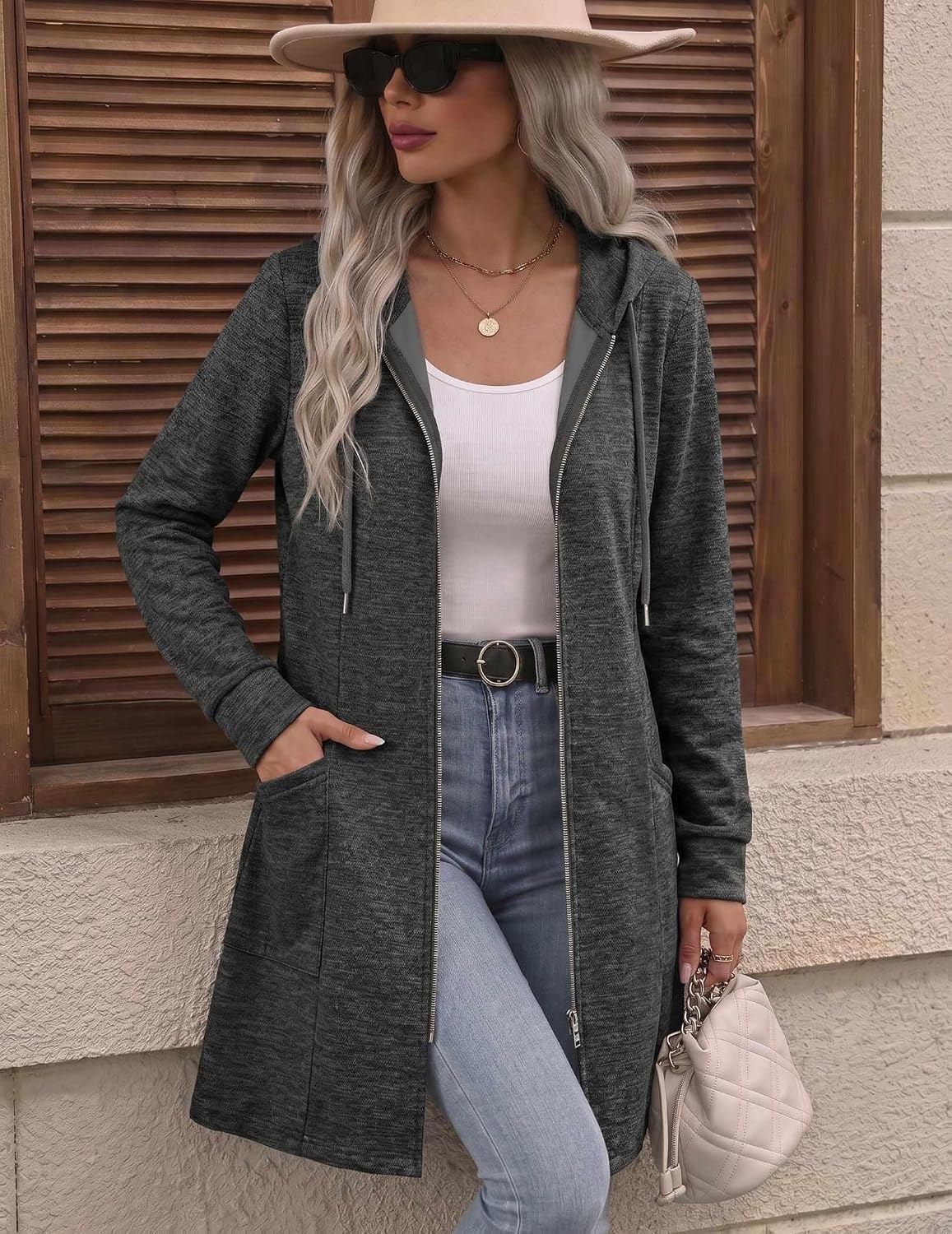 image:imageZeagoo Hoodies for Women Fall Zip up Jacket with Pocket 2026 S3XLDark Grey