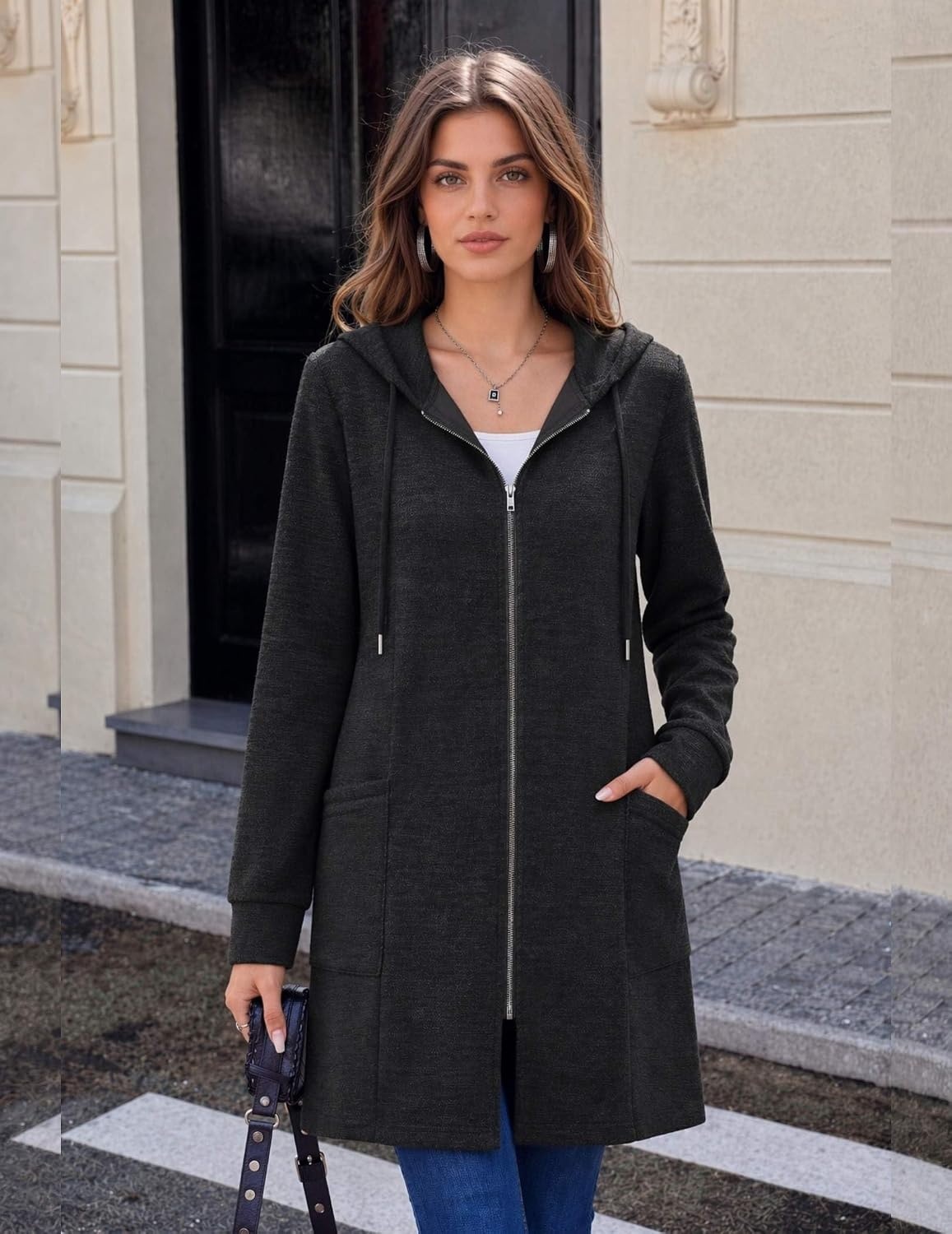 image:imageZeagoo Hoodies for Women Fall Zip up Jacket with Pocket 2026 S3XLDark Grey