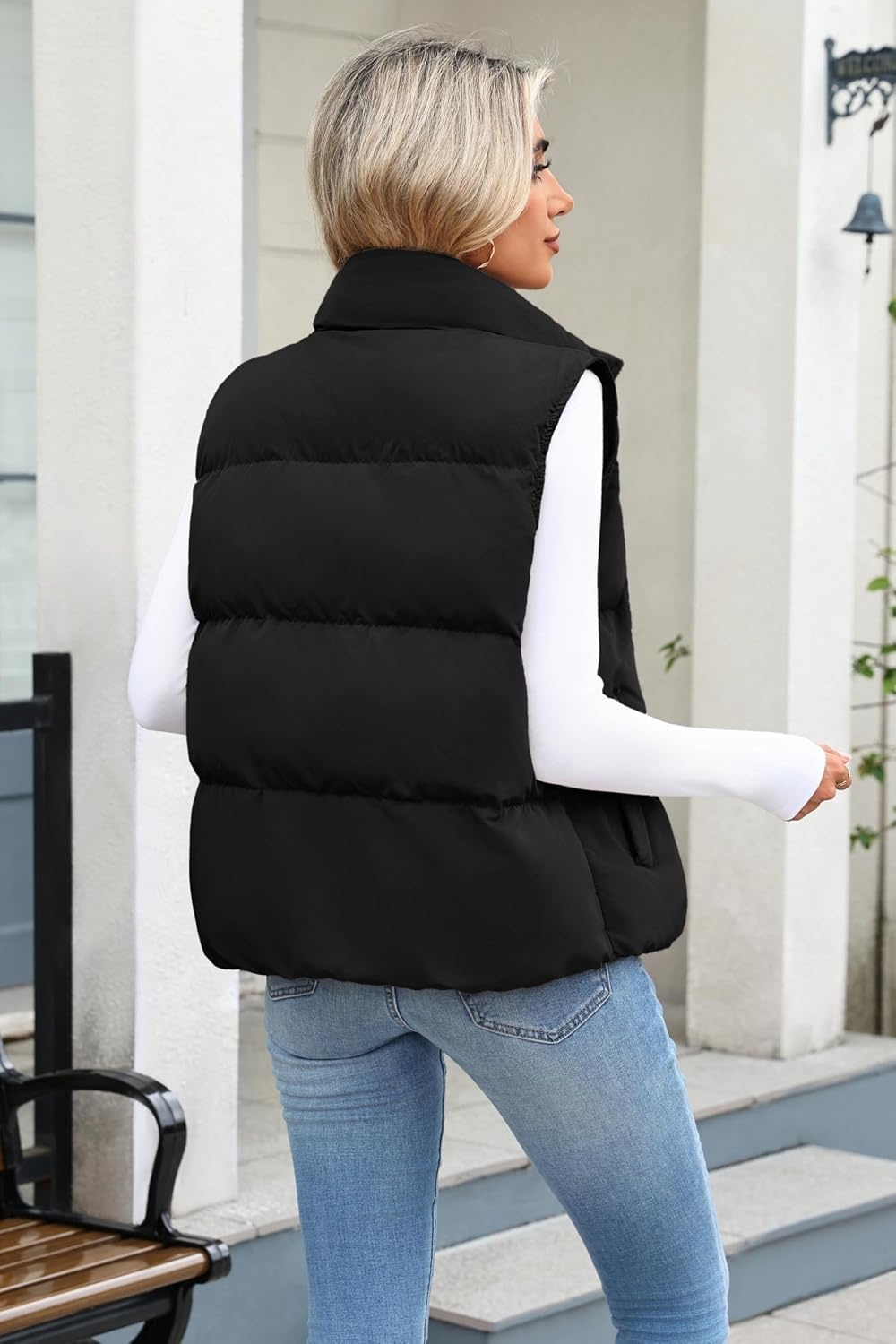 image:imageZeagoo Women Puffer Vest Cropped Winter Outerwear Warm CoatAblack